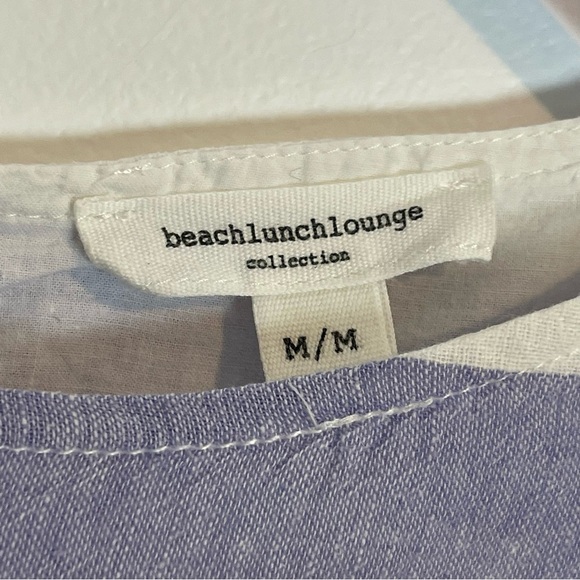 BeachLunchLounge Linen Striped Nautical Shift Dress Sleeveless white blue size M - Picture 3 of 8